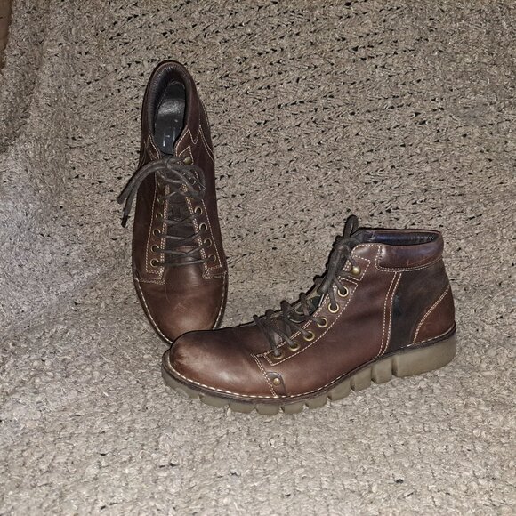 FLY LONDON-Brown Leather/Suede-Lace Up Moto/Work Boots-Sz 45-11.5-Excellent - Picture 4 of 8